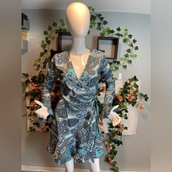 Boho Satin‎ Romper Ruffled Serenity Blue Size S RefI023-2 - Picture 5 of 13